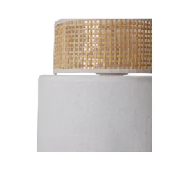 Applique Incurvée Rotin Et Tissu Blanc Ostaria -ATMOSPHERA Boutique applique incurvee rotin et tissu blanc ostaria 1 2