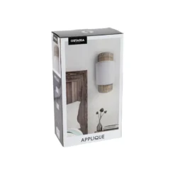 Applique Incurvée Rotin Et Tissu Blanc Ostaria -ATMOSPHERA Boutique applique incurvee rotin et tissu blanc ostaria 1 3