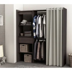 Demeyere Armoire/Placard Extensible SEATTLE Avec Rideau Chêne Vulcano -ATMOSPHERA Boutique armoire placard extensible seattle avec rideau chene vulcano 3