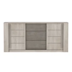 Demeyere Bahut 3 Tiroirs + 2 Portes CANNES Chêne Champagne/béton Clair -ATMOSPHERA Boutique bahut 3 tiroirs 2 portes cannes chene champagne beton clair 2