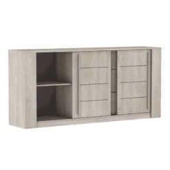 Demeyere Bahut 3 Tiroirs + 2 Portes CANNES Chêne Champagne/béton Clair -ATMOSPHERA Boutique bahut 3 tiroirs 2 portes cannes chene champagne beton clair 3