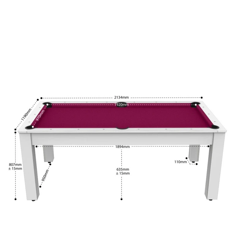 Billard Américain Arizona 7 Pieds Blanc Laqué / Tapis Prune 2 Billard Américain Arizona 7 Pieds Blanc Laqué / Tapis Prune – Image 2