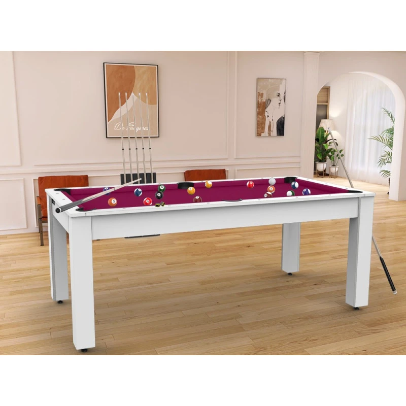 Billard Américain Arizona 7 Pieds Blanc Laqué / Tapis Prune 5 Billard Américain Arizona 7 Pieds Blanc Laqué / Tapis Prune – Image 5