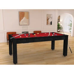 Billard Américain Arizona 7 Pieds Noir Boisé / Tapis Rouge -ATMOSPHERA Boutique billard americain arizona 7 pieds noir boise tapis rouge 1 4