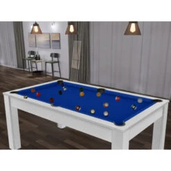 Billard Texas 6 Pieds - Coloris Blanc Boisé Tapis Bleu -ATMOSPHERA Boutique billard texas 6 pieds coloris blanc boise tapis bleu 6