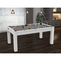 Billard Texas 6 Pieds - Coloris Blanc Laqué / Tapis Gris 9 Billard Texas 6 Pieds - Coloris Blanc Laqué / Tapis Gris -ATMOSPHERA Boutique billard texas 6 pieds coloris blanc laque tapis gris 2