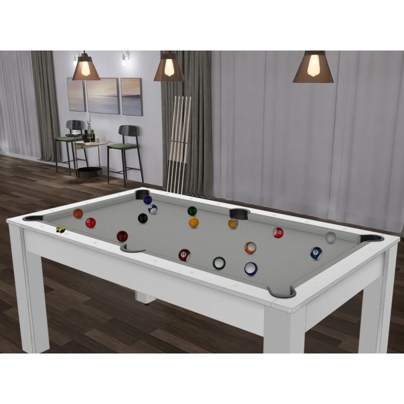 Billard Texas 6 Pieds - Coloris Blanc Laqué / Tapis Gris 7 Billard Texas 6 Pieds - Coloris Blanc Laqué / Tapis Gris – Image 7