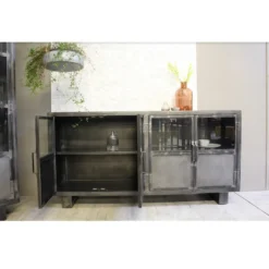 Buffet Métal Noir Jodhpur 4 Portes -ATMOSPHERA Boutique buffet metal jodhpur portes inditime 2