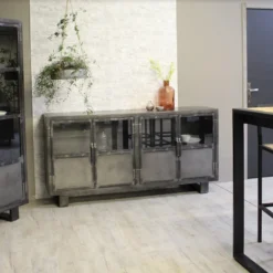 Buffet Métal Noir Jodhpur 4 Portes -ATMOSPHERA Boutique buffet metal jodhpur portes inditime 3