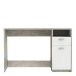 Demeyere Bureau Détroit Béton 1 Porte + 1 Niche + 1 Tiroir -ATMOSPHERA Boutique bureau detroit blanc beton 1 porte 1 niche 1 tiroir 2