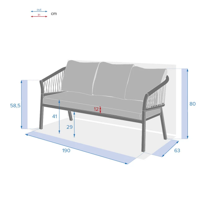 Canapé Extérieur 3 Places Oriengo Brique Hespéride 4 Canapé Extérieur 3 Places Oriengo Brique Hespéride – Image 4