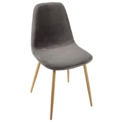 Chaise Roka Velours Gris Et HĂŞtre Atmosphera