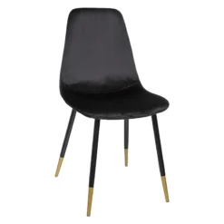 Chaise Velours Noir Pieds Gold Tyka Atmosphera