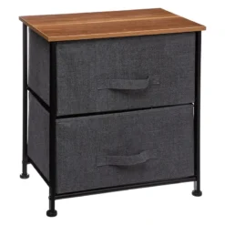 Chevet 2 Tiroirs Tissus Gris Foncé 5Five