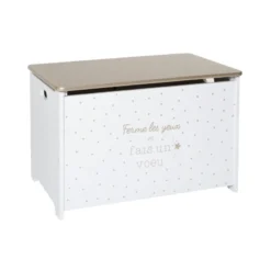 Coffre à Jouets 58 Cm Blanc Et Doré Atmosphera