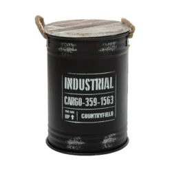 Coffres Bidons Noir Industriel - Lot De 3 - Atmosphera -ATMOSPHERA Boutique coffres bidons noir industriel lot de 3 atmosphera 2