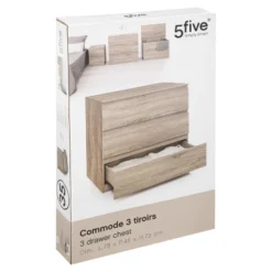 Commode 3 Tiroirs 78 Cm Dolo Naturel 5five -ATMOSPHERA Boutique commode 3 tiroirs 78 cm naturel 5five 2