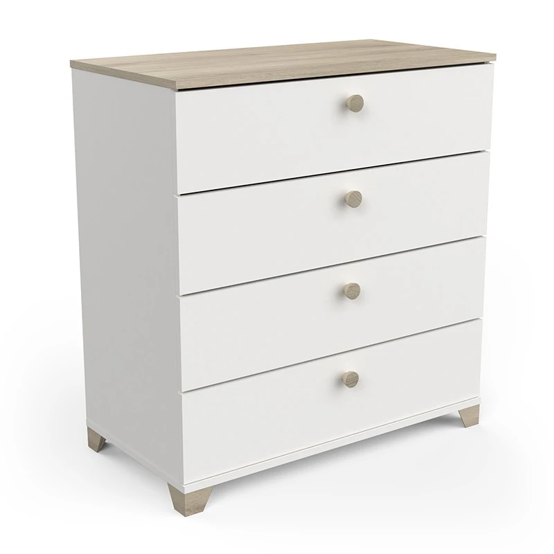 Demeyere Commode 4 Tiroirs Izzy Blanc Et Bois 1 Demeyere Commode 4 Tiroirs Izzy Blanc Et Bois