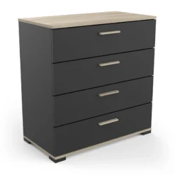 Demeyere Commode 4 Tiroirs Izzy Noir Et Bois