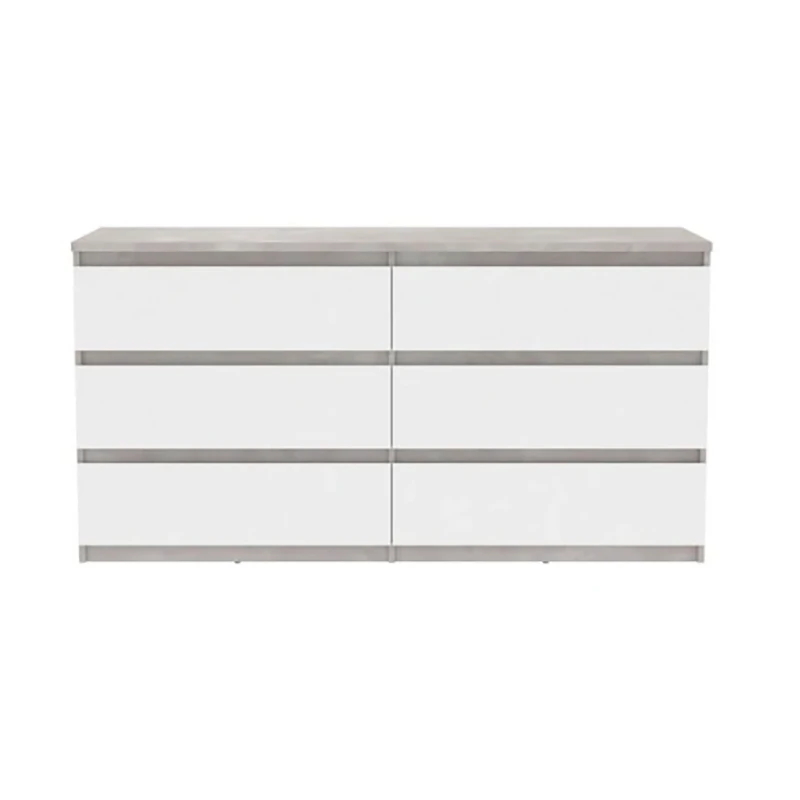 Commode 6 Tiroirs Chelsea Béton Gris Et Blanc 3 Commode 6 Tiroirs Chelsea Béton Gris Et Blanc – Image 3