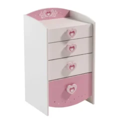 Demeyere Commode Enfant 4 Tiroirs Anastasia Rose Et Blanche