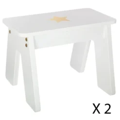 Ensemble Table + 2 Tabourets Enfant Blanc Doré Dream Atmosphera -ATMOSPHERA Boutique ensemble table 2 tabourets enfant blanc dore dream atmosphera 3