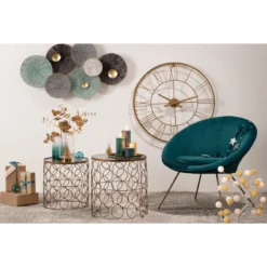 Fauteuil Evan Canard Piètement Doré Atmosphera -ATMOSPHERA Boutique fauteuil evan canard pietement dore atmosphera 1 3