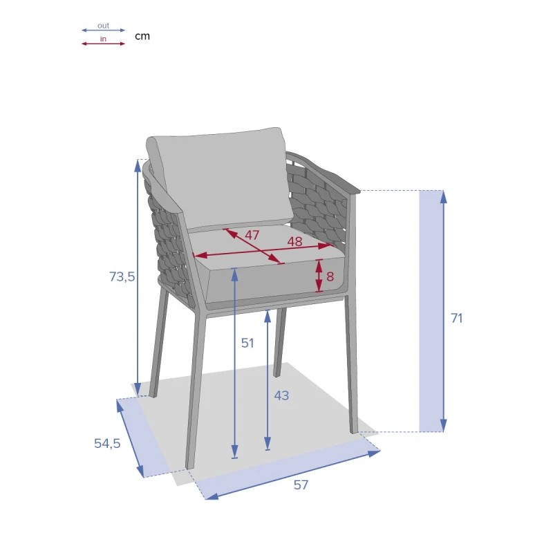 Fauteuil Repas Extérieur Embruns Mailles Hespéride 6 Fauteuil Repas Extérieur Embruns Mailles Hespéride – Image 6