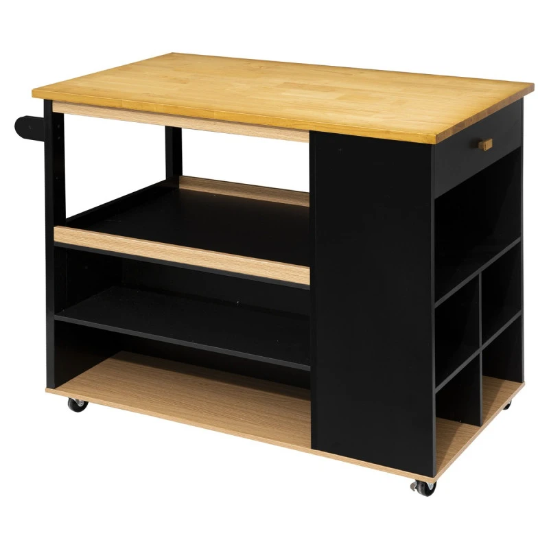 Ilot De Cuisine Noir Et Naturel 5Five 1 Ilot De Cuisine Noir Et Naturel 5Five