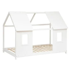 Lit Cabane Enfant Pin Blanc 90x190 Atmosphera