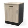Demeyere Meuble Bas 1 Tiroir 1 Porte 60 Cm Origan Noir Et Bois