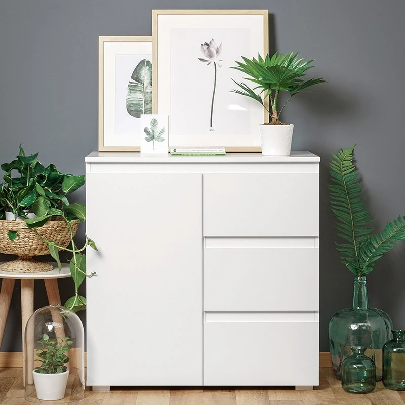 Meuble De Rangement 1 Porte 3 Tiroirs Blanc 2 Meuble De Rangement 1 Porte 3 Tiroirs Blanc – Image 2