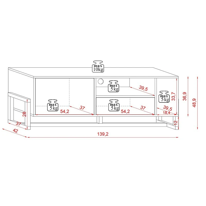 Meuble TV 2 Portes 2 Niches Oslo Blanc 6 Meuble TV 2 Portes 2 Niches Oslo Blanc – Image 6