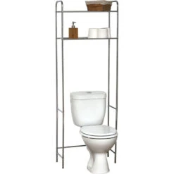 Meuble WC 2 Tablettes Pour Toilettes Chrome