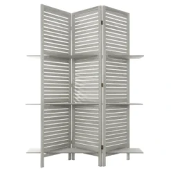 Paravent Bois 3 étagères Gris Atmosphera