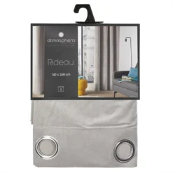 Rideau Gris Clair Lilou 140x260 Atmosphera -ATMOSPHERA Boutique rideau gris cl lilou 140x260 atmosphera 2
