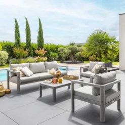 Salon De Jardin 5 Places Jauca Noisette / Gris Boisé Hespéride