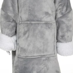 Sweat Plaid à Capuche Ours Gris Enfant Atmosphera -ATMOSPHERA Boutique sweat plaid a capuche ours gris enfant atmosphera 3