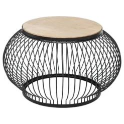 Table Basse X2 Métal Et Bois De Manguier Esther Atmosphera -ATMOSPHERA Boutique table basse x2 en metal et bois de manguier atmosphera 3