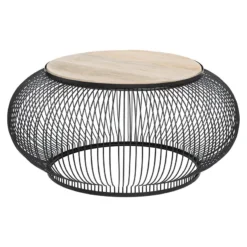 Table Basse X2 Métal Et Bois De Manguier Esther Atmosphera -ATMOSPHERA Boutique table basse x2 en metal et bois de manguier atmosphera 4