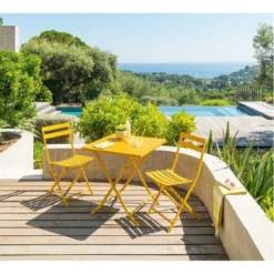 Table Carrée Pliante Greensboro 2p Jaune Moutarde Hespéride -ATMOSPHERA Boutique table carree greensboro moutarde hesperide 3