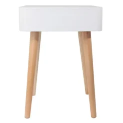 Table De Chevet Pieds Bois 1 Tiroir Blanc -ATMOSPHERA Boutique table de chevet pieds bois 1 tiroir blanc 2