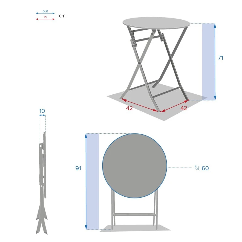 Table Ronde Pliante Greensboro 2p Graphite Hespéride 6 Table Ronde Pliante Greensboro 2p Graphite Hespéride – Image 6