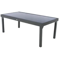 Table Rectangulaire Ext. Verre Piazza 12 P. Graphite Hespéride -ATMOSPHERA Boutique table piazza extensible 12 personnes hesperide anthracite graphite 2