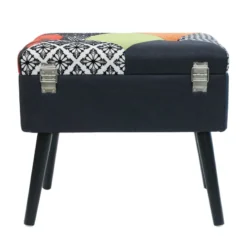 Tabouret Coffre Valise Patchwork Sur Pieds -ATMOSPHERA Boutique tabouret coffre valise patchwork sur pieds 4