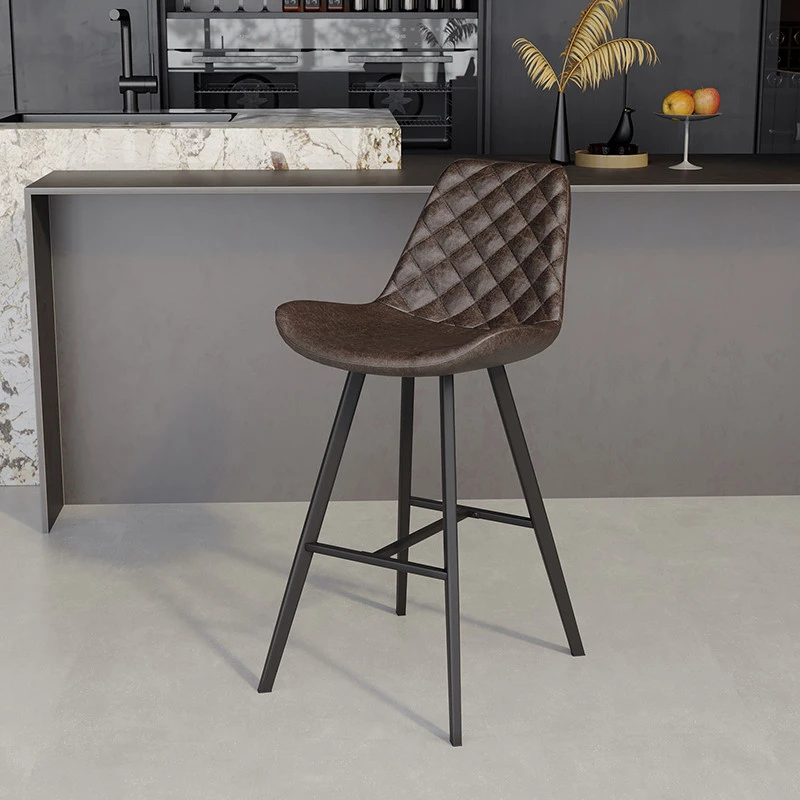 Tabouret De Bar Bas Alicante PU Brun Foncé 2 Tabouret De Bar Bas Alicante PU Brun Foncé – Image 2