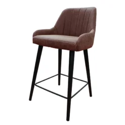 Tabouret De Bar Simili Portland Marron Pieds Métal