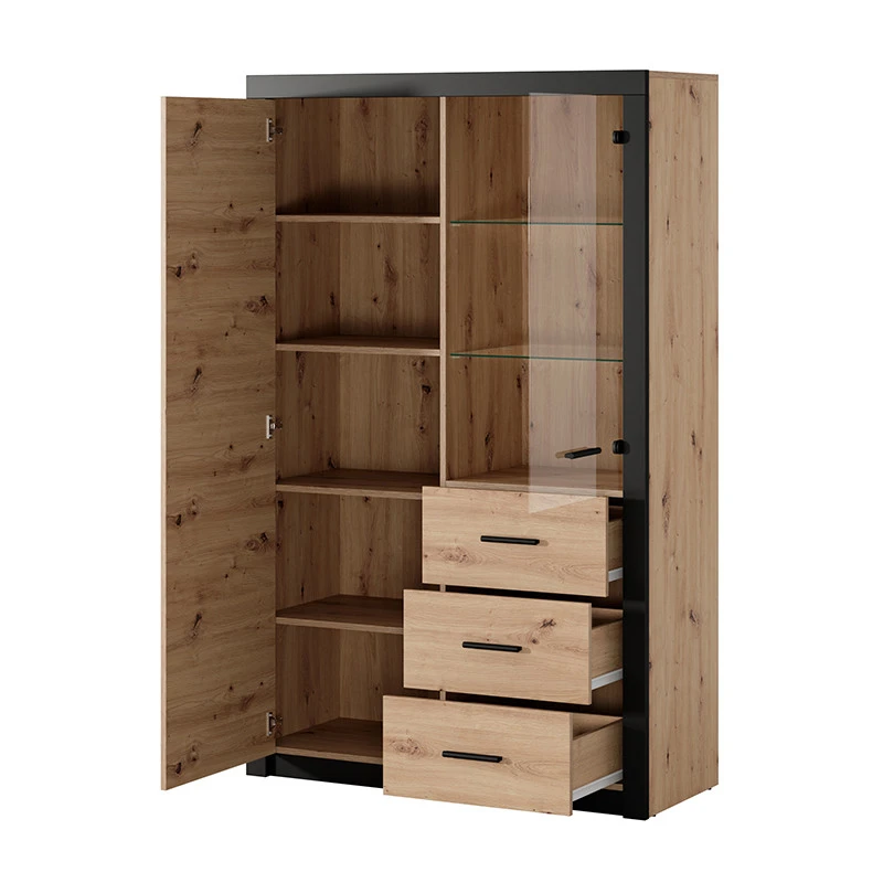 Vitrine 2 Portes Naturel Et Noir Brussel 3 Vitrine 2 Portes Naturel Et Noir Brussel – Image 3