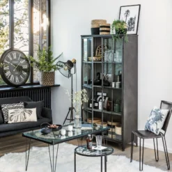 Vitrine Bibliothèque Broc Métal Noir Atmosphera -ATMOSPHERA Boutique vitrine bibliotheque broc metal noir atmosphera 2